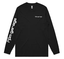 Load image into Gallery viewer, RPM Garage Long Sleeve Logo Tee - Black